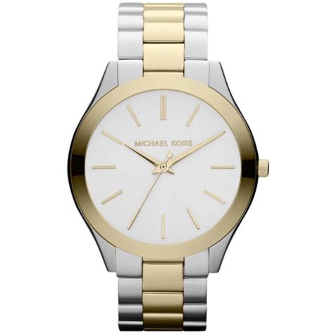 michael kors ladies&apos slim runway two-tone watch with rose-gold dial|Michael Kors ladies watches sale.